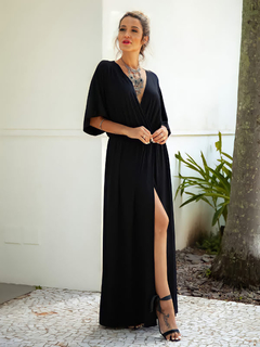 vestido longo preto verao