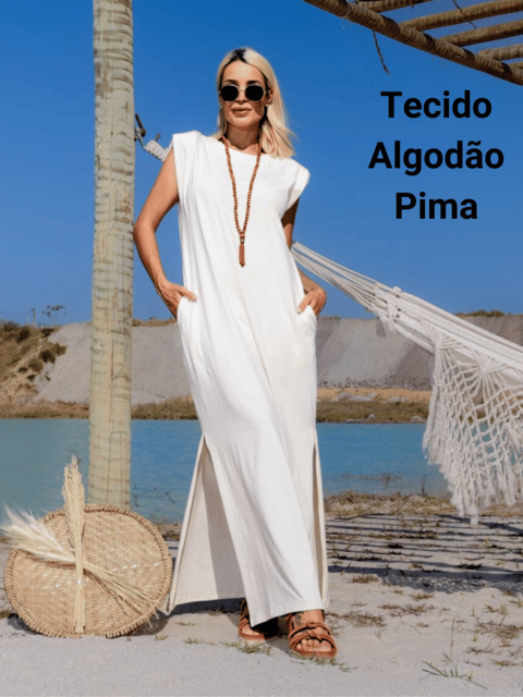 Vestido longo de algodão cheap cru
