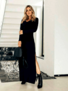 vestido-preto-longo-manga-longa-fenda