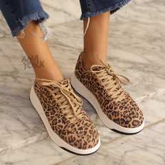 Zapatilla sneaker acordonada de cuero - buy online