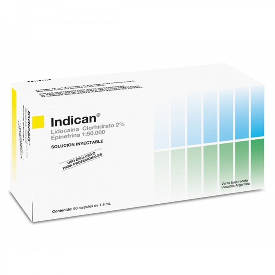 INDICAN ANESTESIA DENTAL (CON EPINEFRINA) 2% lidocaina x 50 ANESTUBOS LAB  SIDUS