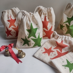 Imagen de Bolsitas Souvenir Estrella Roja y Verde Navidad 12 cm x 15cm (pack x 6 unidades)