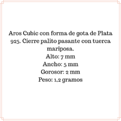 Aros Gota Cubic Plata - tienda online