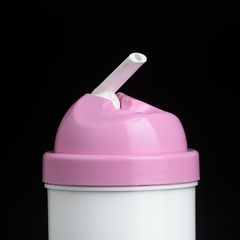 Vaso con tapa y pico color rosa linea Polymer - Polymer-Mug