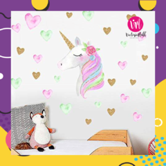 Vinilo Infantil Unicornio02 + Plancha de Corazones