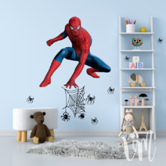 Vinilo Spiderman Troquelado 80x80 + plancha tela y arañas 50x60