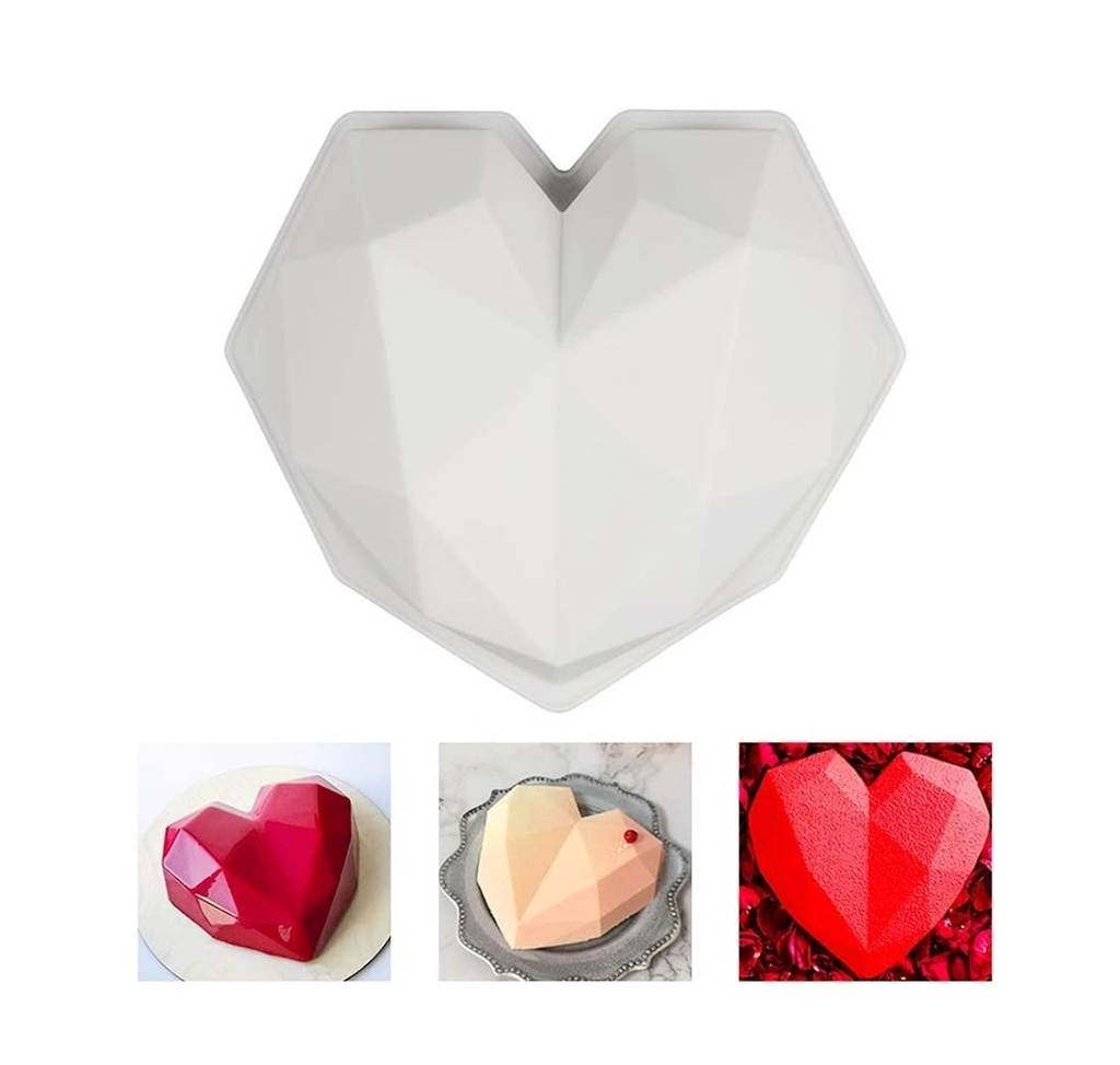 Molde silicona 8 corazón diamante