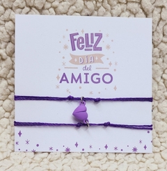 TARJETA PARA COMPARTIR AMIGAS IMAN CORAZON VIOLETA