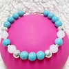 PULSERA PIEDRAS TURQUESAS 8MM COMBINADA ACERO BLANCO