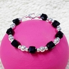 PULSERA CRISTAL CUADRADO 8MM NEGRO ACERO BLANCO