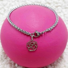 PULSERA ESPIGA 3MM DIJE MINI ROSA