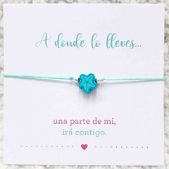 TARJETA A DONDE LO LLEVES PULSERA HILO CHINO ESTRELLA DE MAR