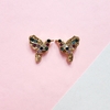 AROS BRONCE DORADO 1CM STRASS COLOR COLIBRI