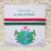 TARJETA PARA COMPARTIR MUNDO PULSERAS MACRAME FUCSIA VERDE