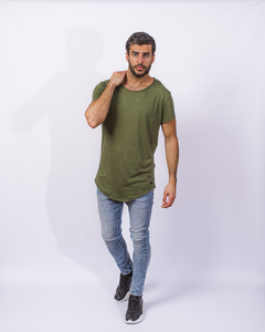 Remera Long Fit Verde Militar - comprar online