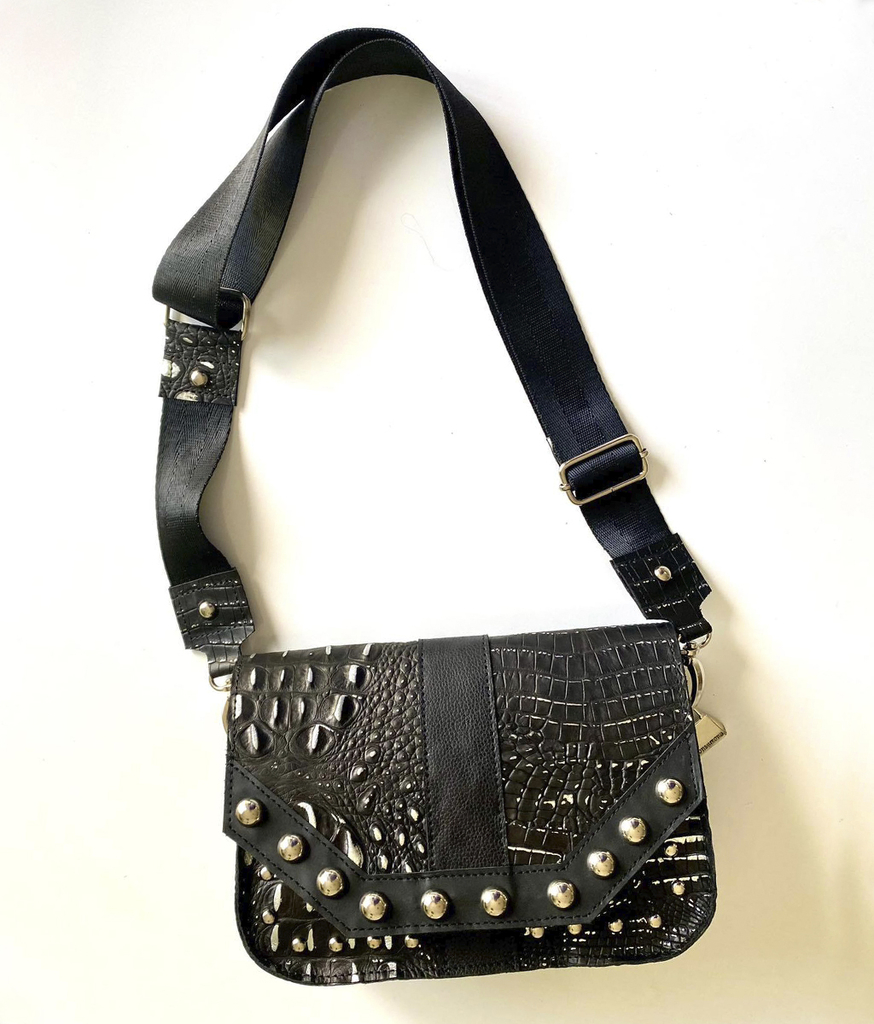 Bandolera NINA negra croco - Consumora Handbags