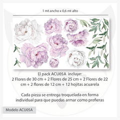 Modelo ACU05 Peonias Lilas - Little Dreamer Deco - vinilos decorativos infantiles