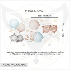 Imagen de Modelo ACU06 Azul Baby animal ballons - Animalitos en globos