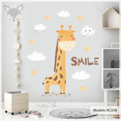 Modelo ACU58 Jirafa acuarela Smile con nubes y estrellas - comprar online
