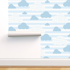 Modelo ELD.SKY.11 Nubes con fondo rayado celeste y blanco. - comprar online