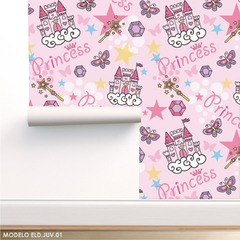 Modelo ELD.JUV.01 Castillos princesas fondo rosa - comprar online