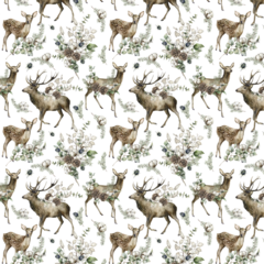 Modelo EW.ANI.27 ciervos y renos con vegetación acuarela - Little Dreamer Deco - vinilos decorativos infantiles