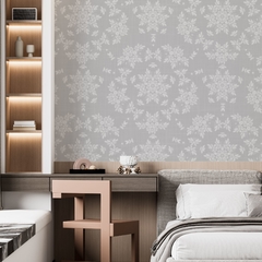 Modelo EW.TEX.38 motivo ornamental floral sobre lino gris - comprar online