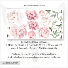 Modelo ACU02 Peonias Rosadas Acuarela - comprar online