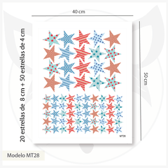 MT28 Mix estrellitas con tramas azules y rojas - comprar online