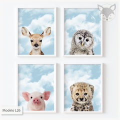 Laminas L26 Baby animals fondo sky - 4 laminas de 20x30 cm - comprar online