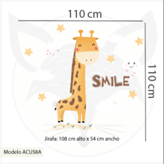 Modelo ACU58 Jirafa acuarela Smile con nubes y estrellas - Little Dreamer Deco - vinilos decorativos infantiles