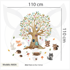Modelo AI60 Bosque acuarela con animales - Little Dreamer Deco - vinilos decorativos infantiles