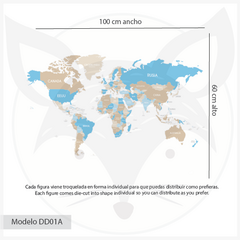 Modelo DD01 Mapa político planisferio con países en internet