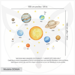 Modelo DD06 Sistema Solar Acuarela Espacio Planetas - Little Dreamer Deco - vinilos decorativos infantiles