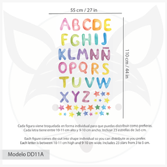 Modelo DD11 Set Acuarela - ABC Mayúsculas - Abecedario - Alfabeto - Little Dreamer Deco - vinilos decorativos infantiles