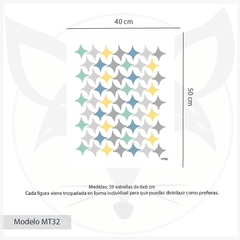 Modelo MT32 - Estrellas irregulares de 4 puntas - Little Dreamer Deco - vinilos decorativos infantiles