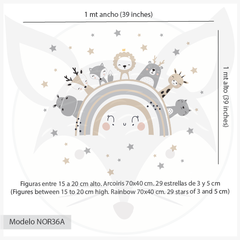 Imagen de Modelo NOR36 Arcoiris nordico con animales y estrellas beige y gris