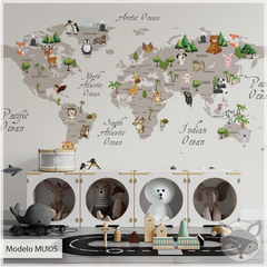 Modelo MUI05 Mapamundis tierra con animales en internet