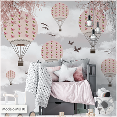 Modelo MUI10 Globos shaby rosas con fondo de cielo gris y nubes - comprar online