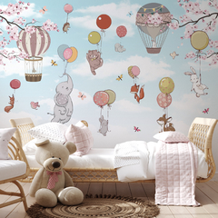 Modelo MUI20 Cielo con borde floral y globos con animales