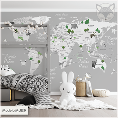 Modelo MUI39 Mapamundis gris países en ingles - comprar online