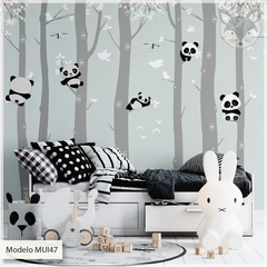 Modelo MUI47 Bosque con pandas tonos grises