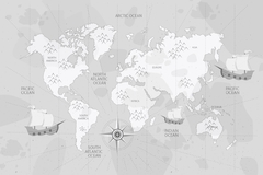 Modelo MUI53 Mapamundis continentes gris con barcos en internet