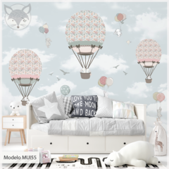 Modelo MUI55 Globos shabby con fondo cielo celeste