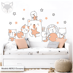 Modelo NOR23 Animales fondo blanco y estrellas - Varios colores disponibles - tienda online