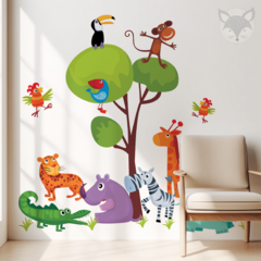 Vinilo Decorativo de Animales de la Selva - Jungle Animals Wall Decal - Modelo Pc39