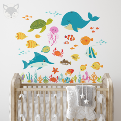 Vinilo Decorativo Infantil Mundo Marino - Underwater World Kids Wall Decal - Modelo Pc41 en internet