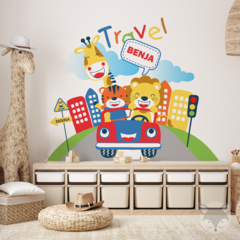 Imagen de Personalized Kids Travel Wall Decal - Fun Car Ride with Name - Modelo Pc43