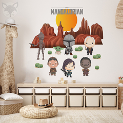 Vinilo Decorativo Infantil de The Mandalorian con Personajes y Escenario - Modelo Pc74 Mandaloriano - comprar online