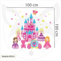 Modelo PS01 "Princess Dream" Castillo princesas y estrellas - Little Dreamer Deco - vinilos decorativos infantiles